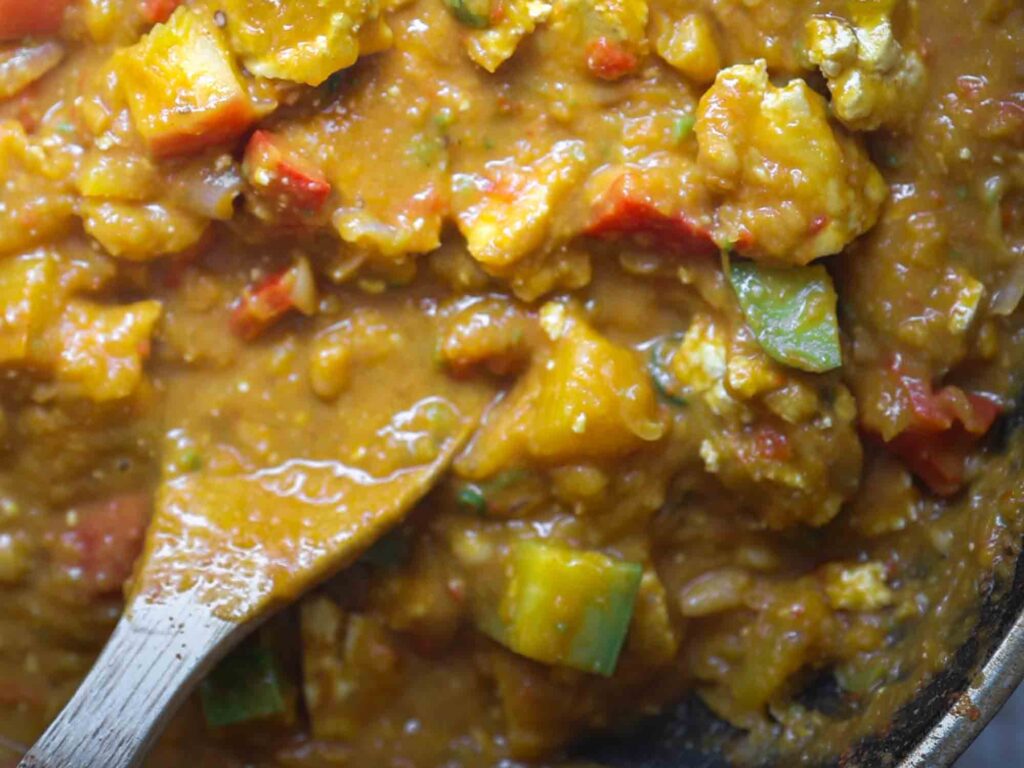 close up shot of finished pumpkin curry